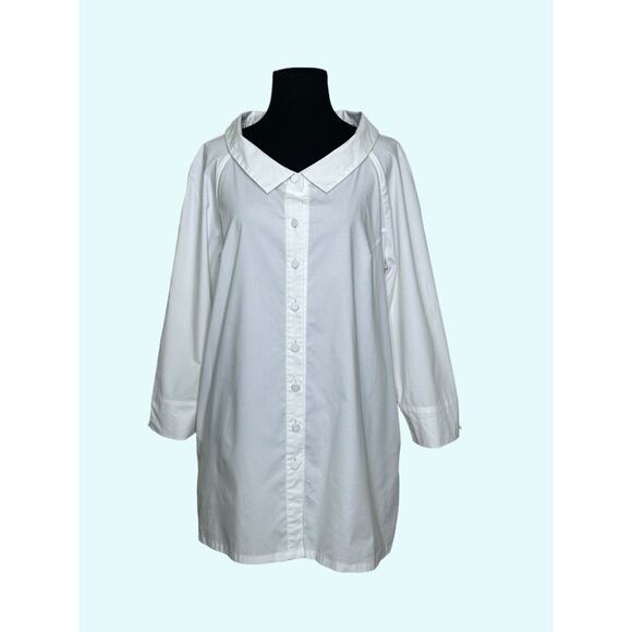Diane Bailey white 3/4 sleeves buttoned tunic blouse size Medium - Picture 10 of 11